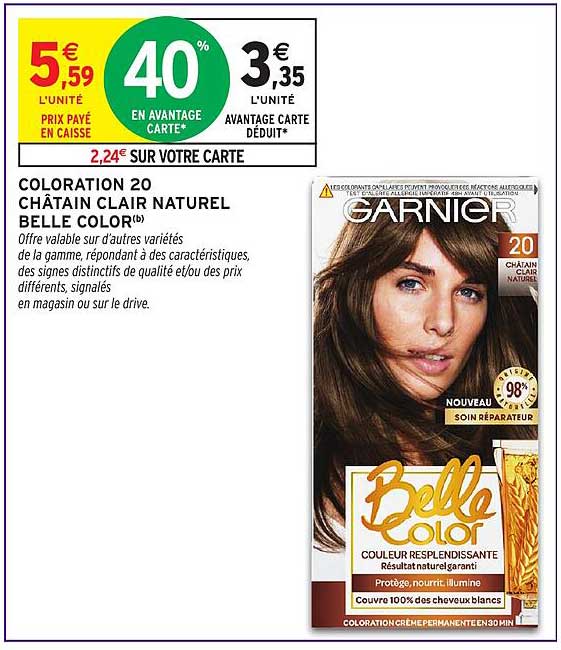 COLORATION 20 CHÂTAIN CLAIR NATUREL BELLE COLOR®
