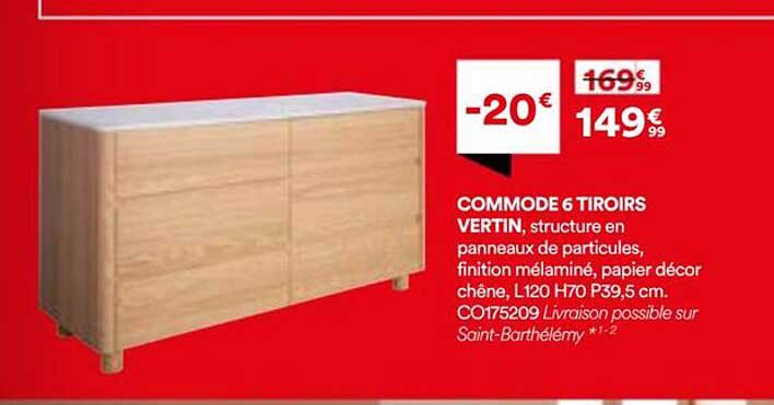 COMMODE 6 TIROIRS VERTIN