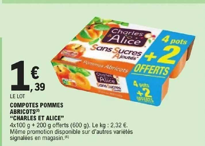 COMPOTES POMMES ABRICOTS “CHARLES ET ALICE”