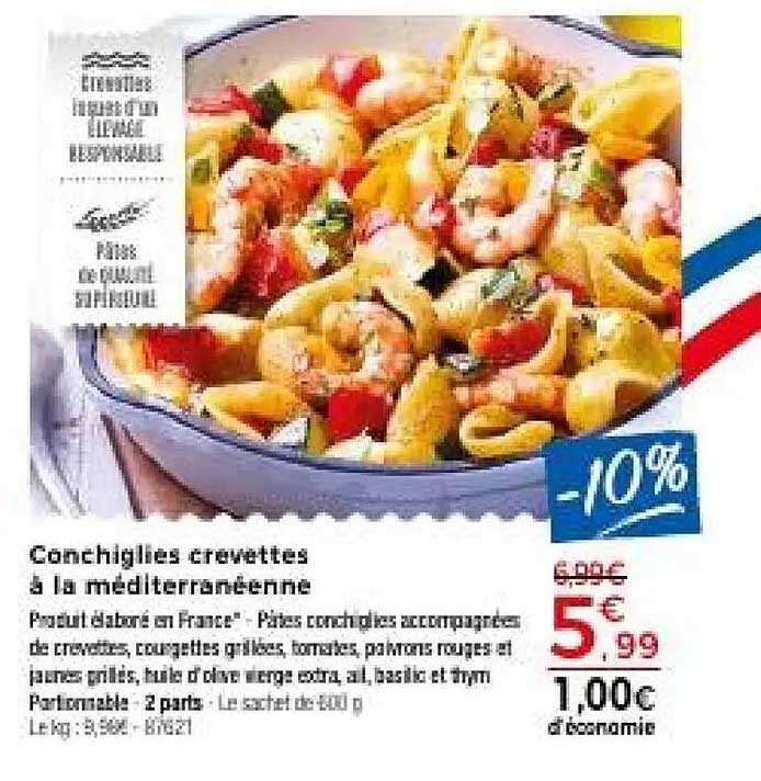 Conchiglies crevettes à la méditerranéenne