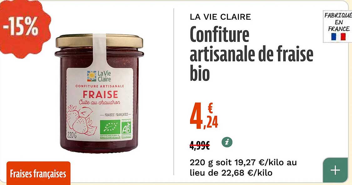 Confiture artisanale de fraise bio