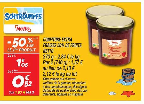 CONFITURE EXTRA FRAISES 50% DE FRUITS NETTO