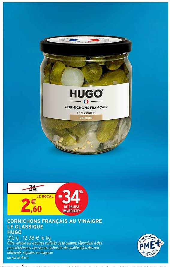 CORNICHONS FRANÇAIS AU VINAIGRE LE CLASSIQUE HUGO