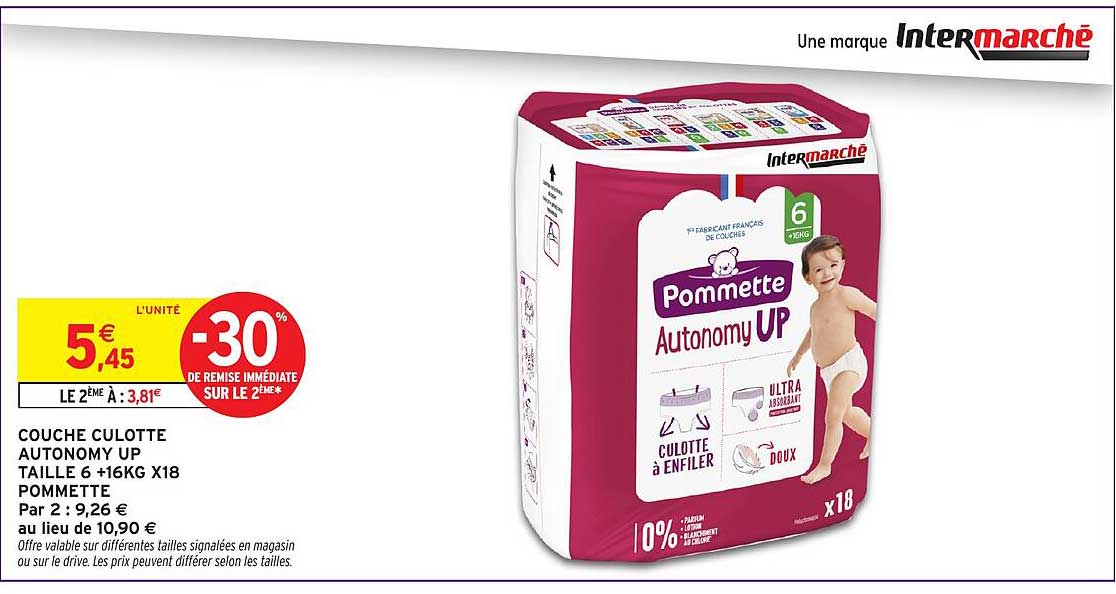 COUCHE CULOTTE AUTONOMY UP TAILLE 6 +16KG X18 POMMETTE