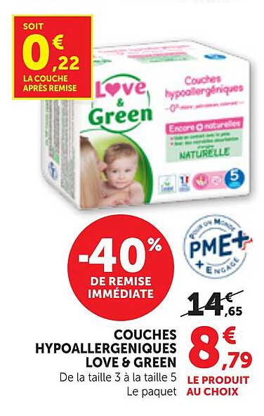 COUCHES HYPOALLERGÉNIQUES LOVE & GREEN