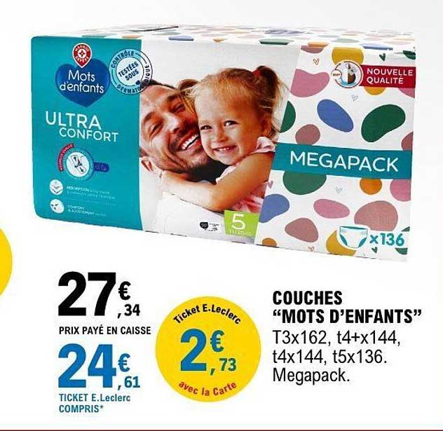 COUCHES “MOTS D’ENFANTS” T3x162, t4+x144, t4x144, t5x136. Megapack.