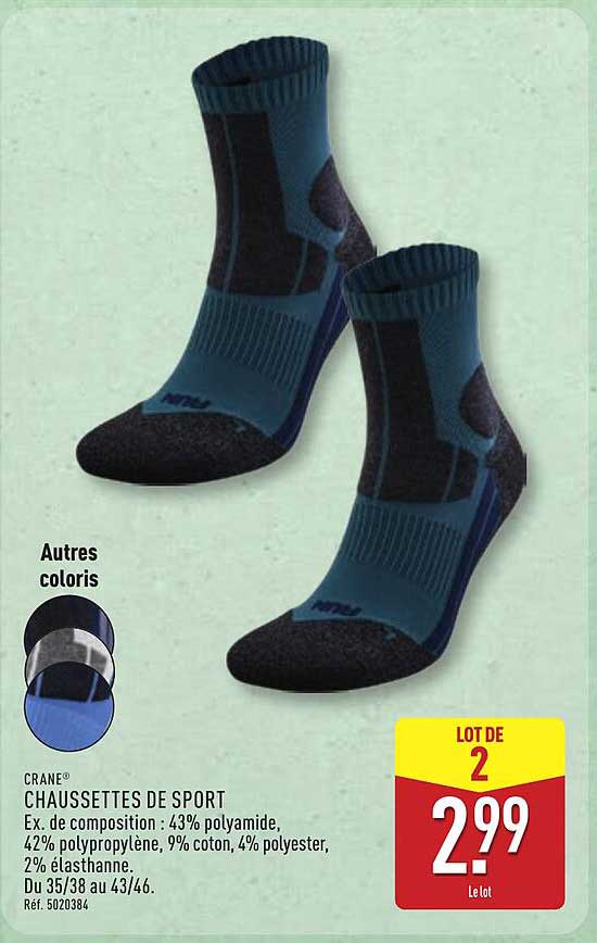 CRANE® CHAUSSETTES DE SPORT
