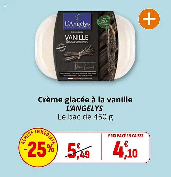 Crème glacée à la vanille LANGELYS Le bac de 450 g