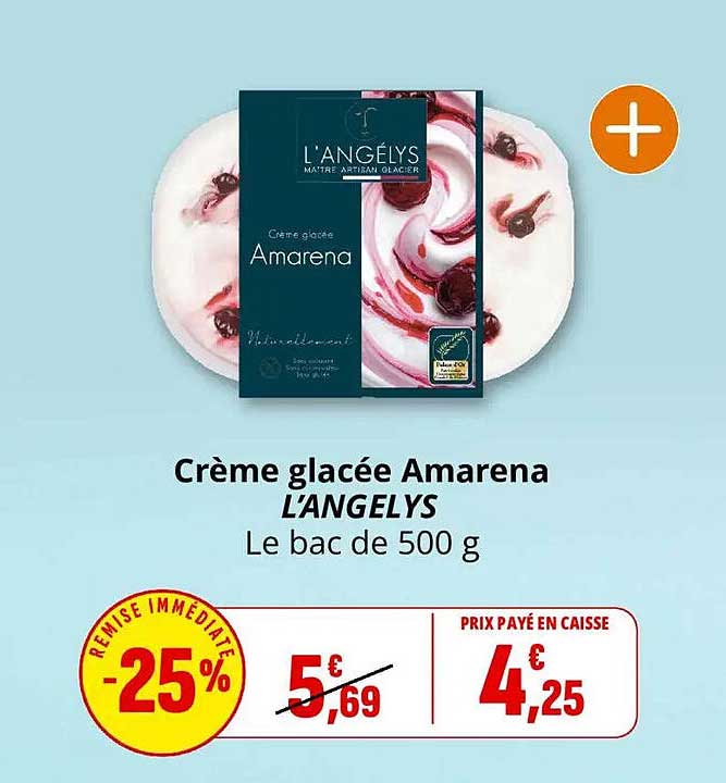 Crème glacée Amarena L'ANGÉLYS Le bac de 500 g
