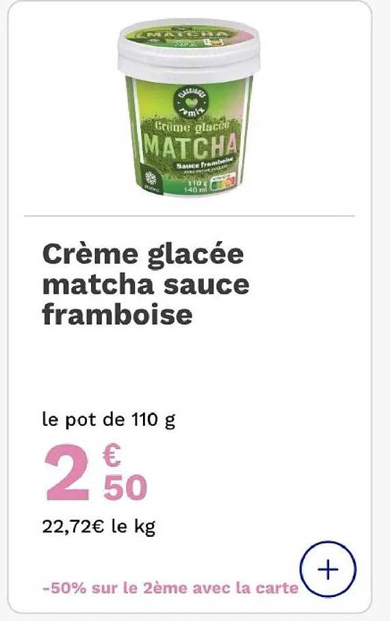 Crème glacée matcha sauce framboise
