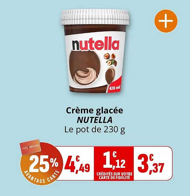 Crème glacée NUTELLA Le pot de 230 g