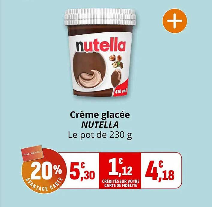 Crème glacée NUTELLA Le pot de 230 g