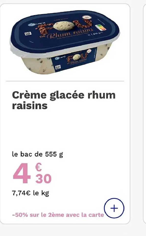 Crème glacée rhum raisins