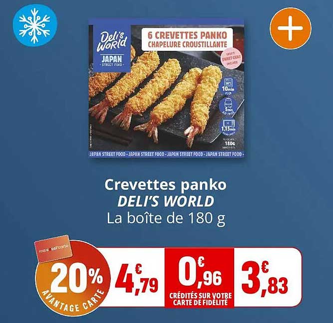 Crevettes panko DELI'S WORLD La boîte de 180 g