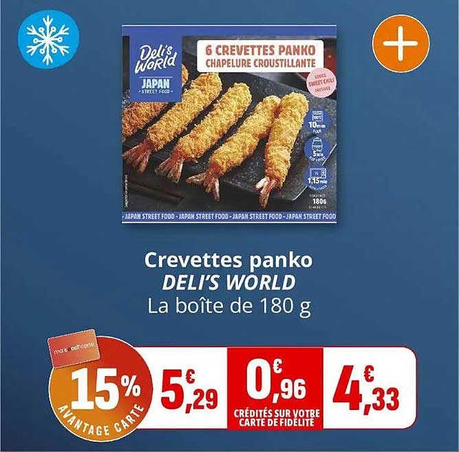 Crevettes panko DELI'S WORLD La boîte de 180 g