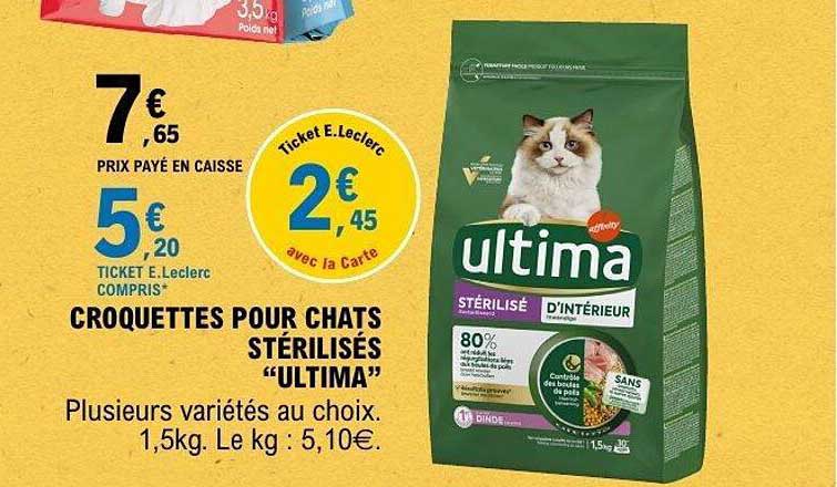 CROQUETTES POUR CHATS STÉRILISÉS “ULTIMA”