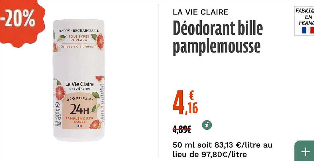 Déodorant bille pamplemousse