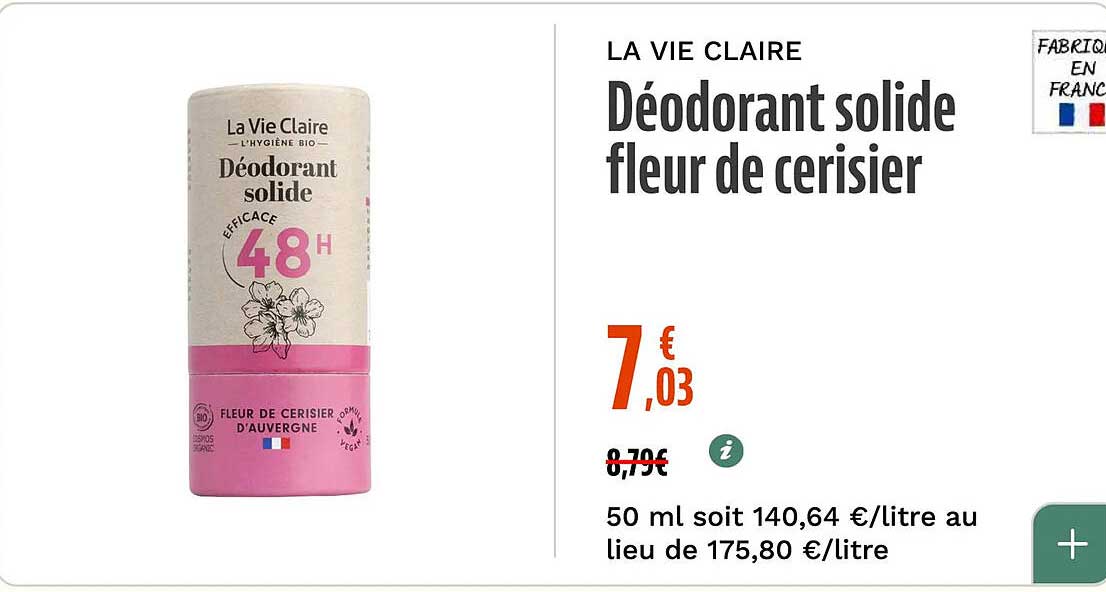 Déodorant solide fleur de cerisier
