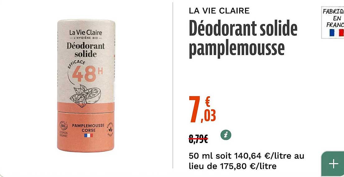 Déodorant solide pamplemousse