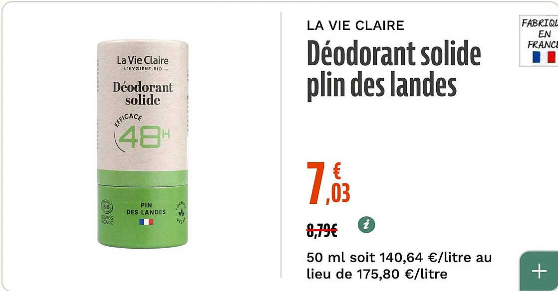 Déodorant solide pin des landes