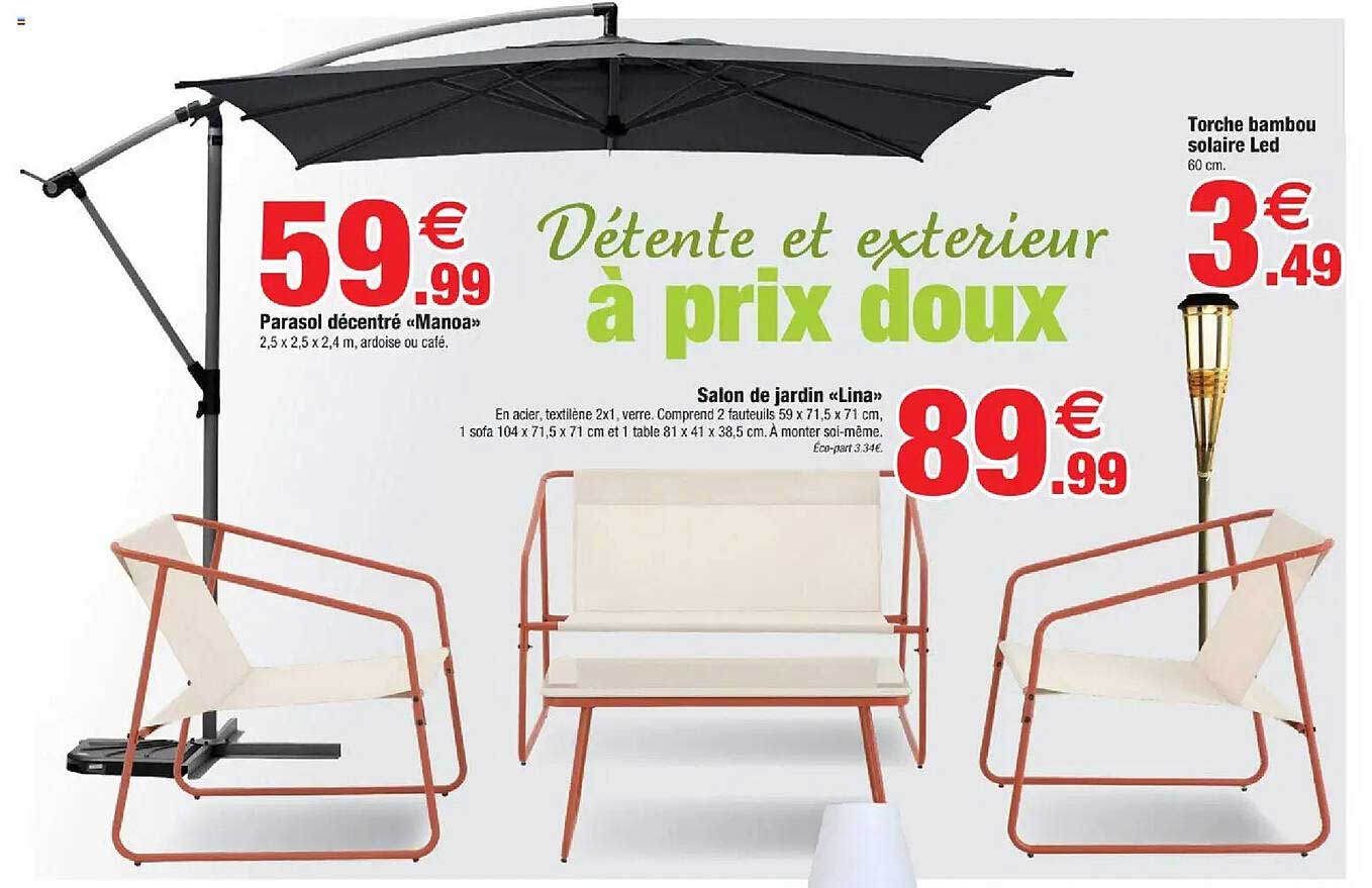 Détente et extérieur à prix doux