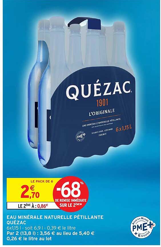 Eau minérale naturelle pétillante Quézac