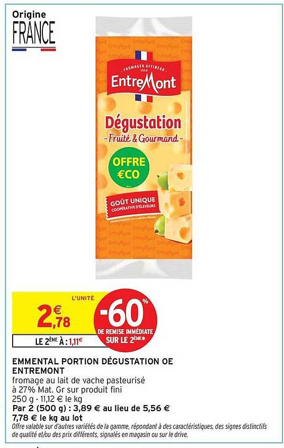 EMMENTAL PORTION DÉGUSTATION OE ENTREMONT