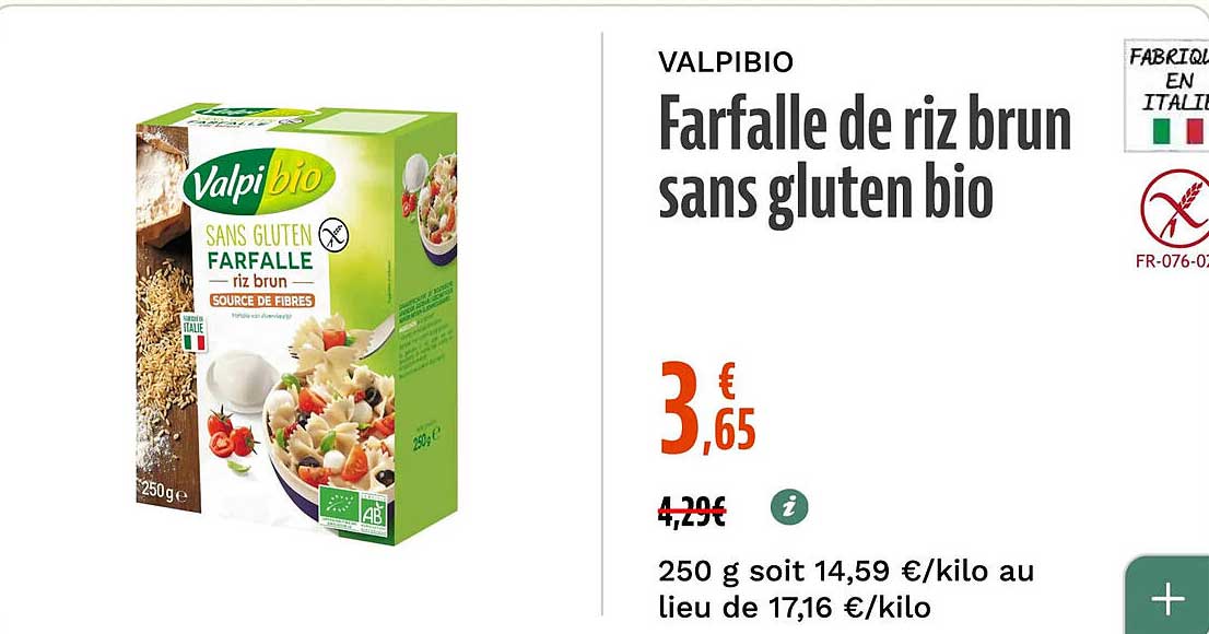 Farfalle de riz brun sans gluten bio
