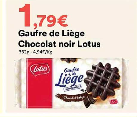 Gaufre de Liège Chocolat noir Lotus