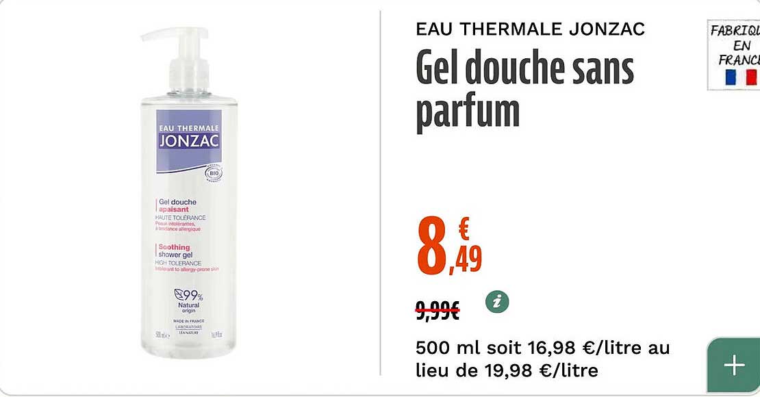 Gel douche sans parfum