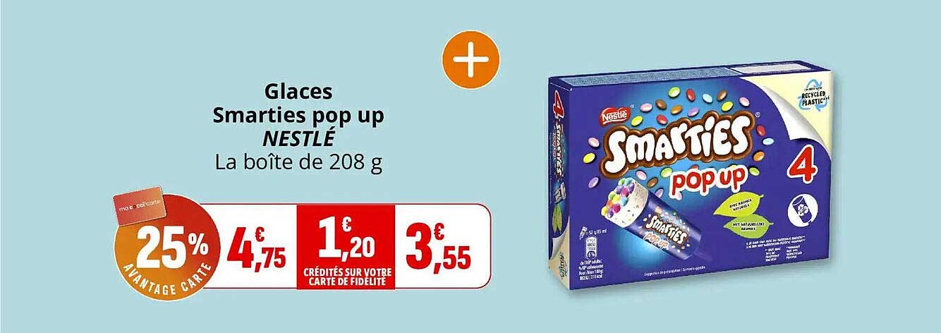 Glaces Smarties pop up NESTLÉ La boîte de 208 g