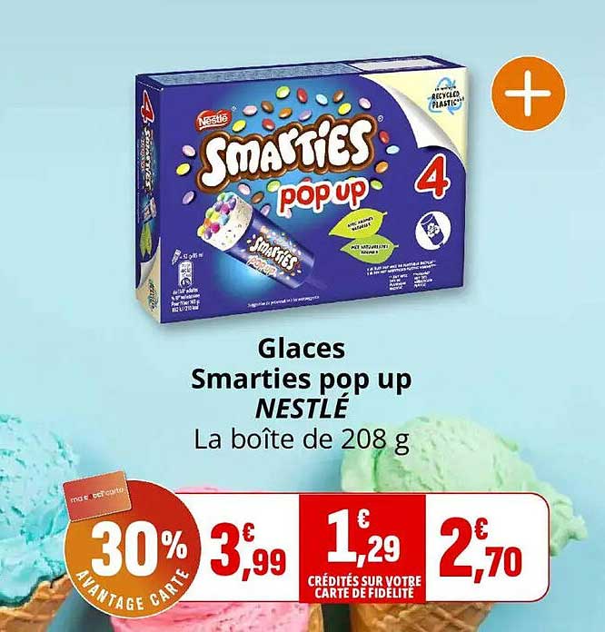 Glaces Smarties pop up NESTLÉ La boîte de 208 g