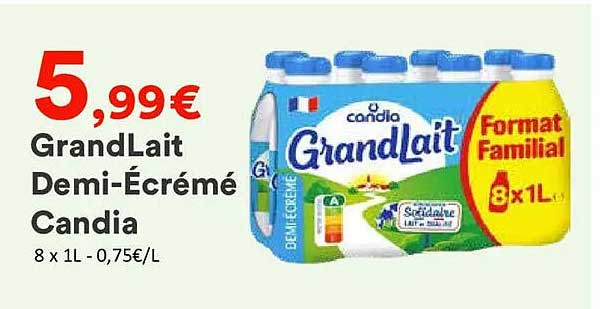 GrandLait Demi-Écrémé Candia