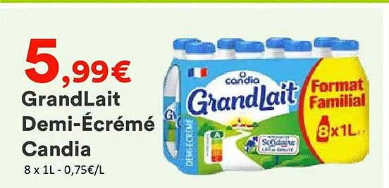 GrandLait Demi-Écrémé Candia