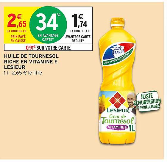 HUILE DE TOURNESOL RICHE EN VITAMINE E LESIEUR