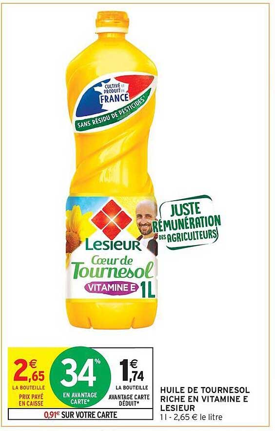 HUILE DE TOURNESOL RICHE EN VITAMINE E LESTEUR
