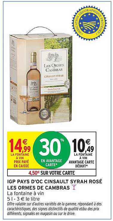 IGP PAYS D'OC CINSAULT SYRAH ROSÉ LES ORMES DE CAMBRAS
