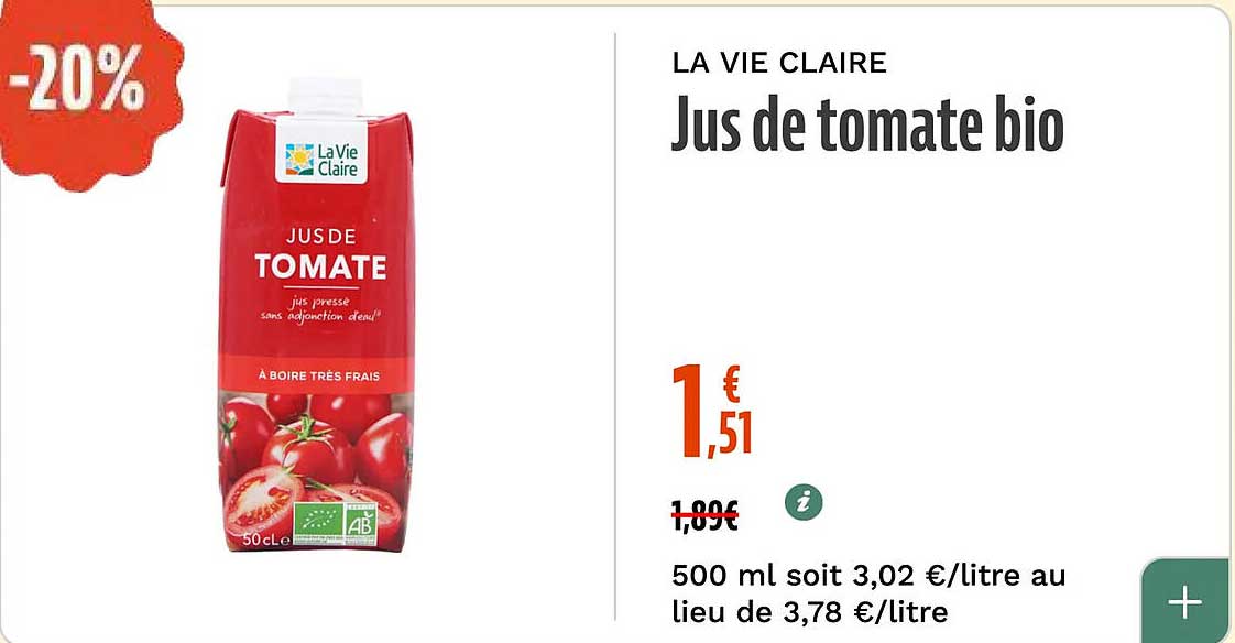 Jus de tomate bio