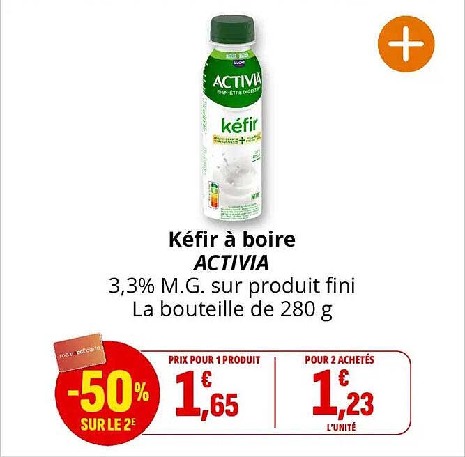 Kéfir à boire ACTIVIA 3,3% M.G. sur produit fini La bouteille de 280 g