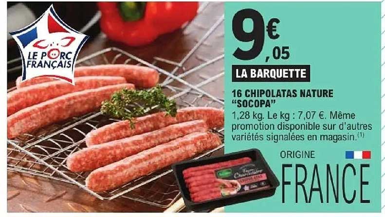 LA BARQUETTE 16 CHIPOLATAS NATURE "SOCOPA"