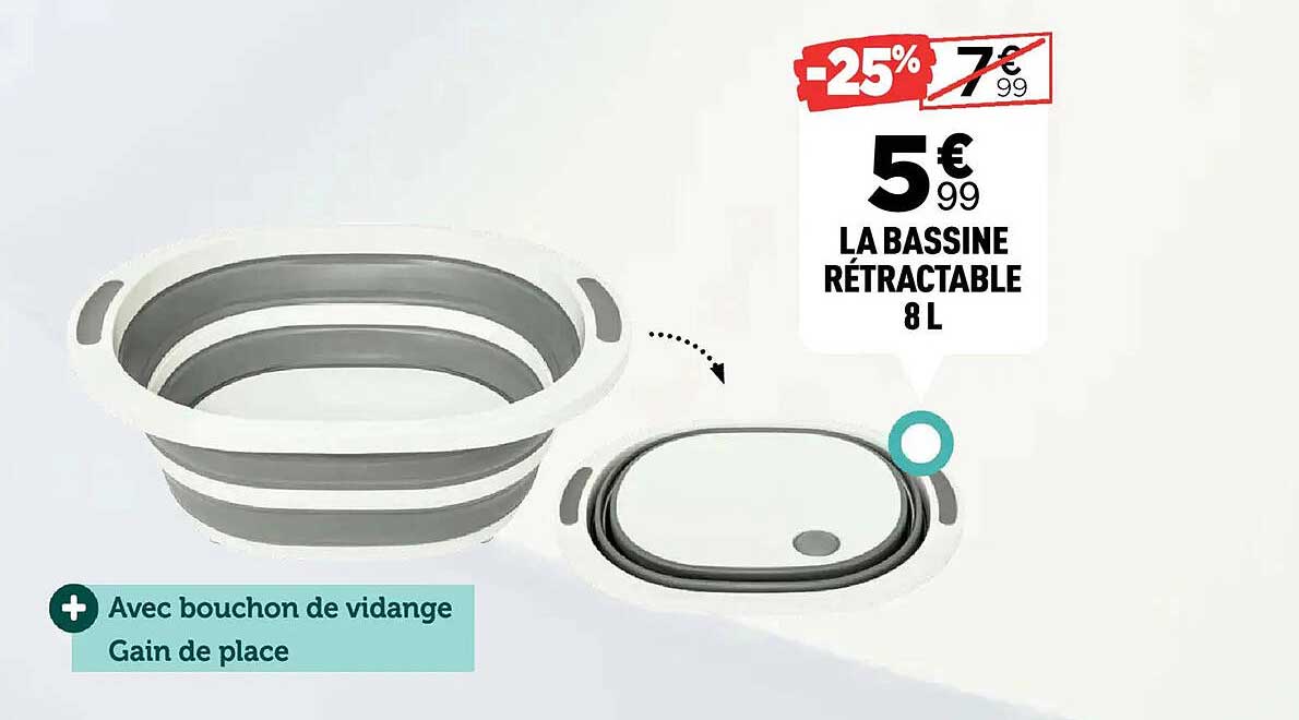LA BASSINE RÉTRACTABLE 8 L