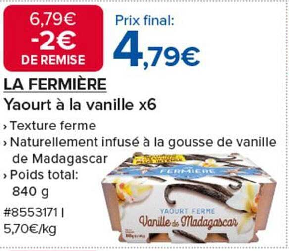 LA FERMIERE Yaourt à la vanille x6