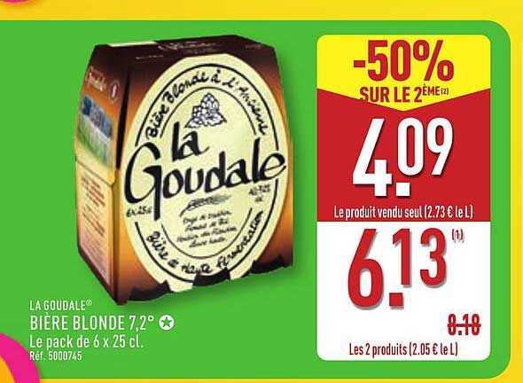 LA GOUDALE® BIÈRE BLONDE 7,2° Le pack de 6 x 25 cl. Réf. 5000745