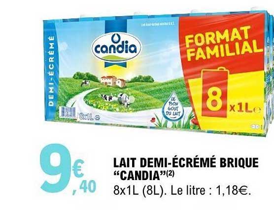 LAIT DEMI-ÉCRÉMÉ BRIQUE "CANDIA"