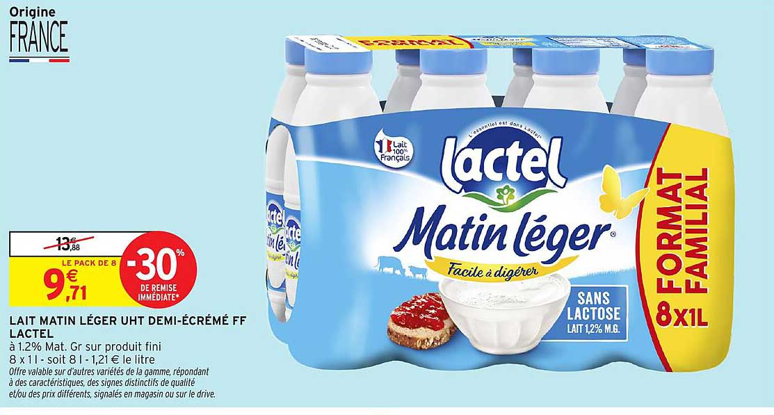 LAIT MATIN LÉGER UHT DEMI-ÉCRÉMÉ FF LACTEL