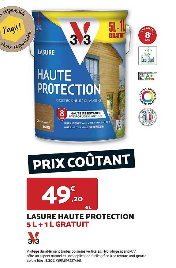 LASURE HAUTE PROTECTION 5 L + 1 L GRATUIT