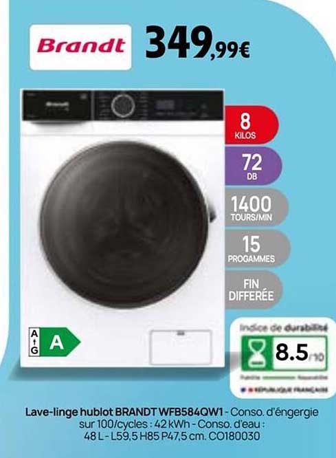 Lave-linge hublot BRANDT WFB584QW1