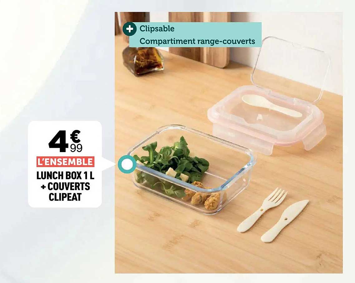 L’ENSEMBLE LUNCH BOX 1L + COUVERTS CLIPEAT