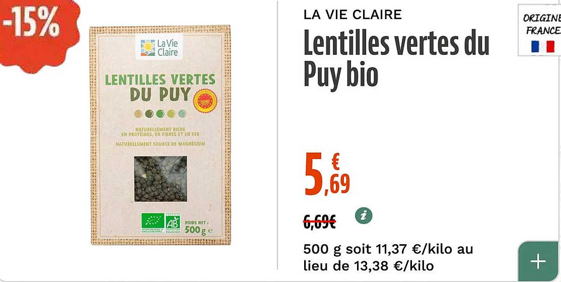 Lentilles vertes du Puy bio