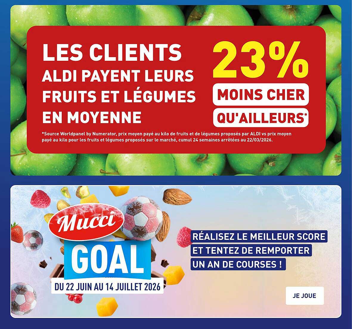 LES CLIENTS ALDI PAYENT LEURS FRUITS ET LÉGUMES EN MOYENNE 23% MOINS CHER QU'AILLEURS*
